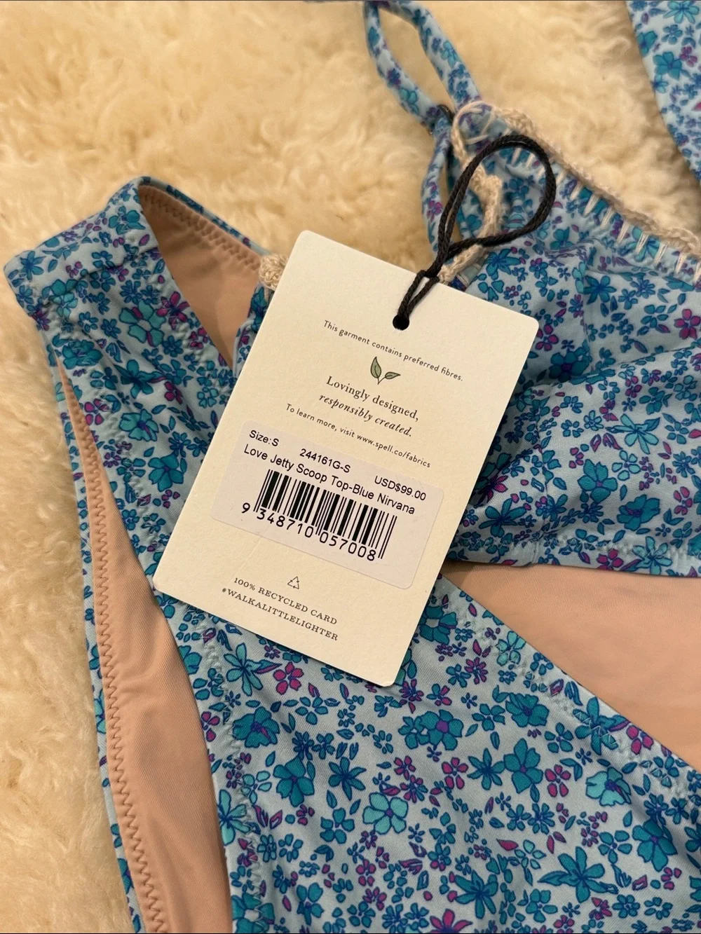 Spell Blue Floral Scoop Bikini Top and bottom - Picture 2 of 4